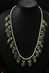 Hand Painted Meenakari Acrylic Beads Braised with White Beads and Kundan Stones Embedded Necklace Set