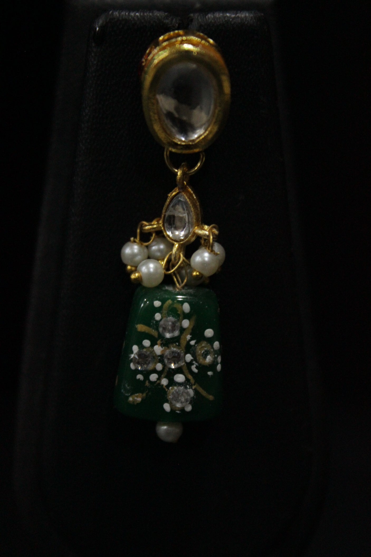 Hand Painted Meenakari Acrylic Beads Braised with White Beads and Kundan Stones Embedded Necklace Set