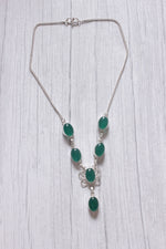 Load image into Gallery viewer, Sea Green Natural Gemstone Embedded Silver Plated Handmade Necklace
