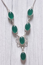 Load image into Gallery viewer, Sea Green Natural Gemstone Embedded Silver Plated Handmade Necklace

