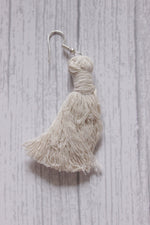 Load image into Gallery viewer, Handcrafted White Macrame Threads Dangler Earrings
