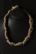 Load image into Gallery viewer, Braided Jute Strings Glass Beads Embellished Choker Necklace
