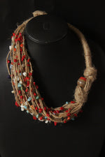 Load image into Gallery viewer, Multiple Jute Strings Embellished with Charms Choker Necklace
