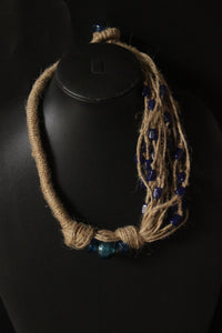 Multiple Jute Strings Embellished with Beads Choker Necklace