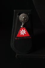 Load image into Gallery viewer, Elegant Hand Painted Woman Face Fabric Necklace Set with Dangler Jhumka Earrings
