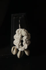 Shells Embellished Braided Macrame Threads Long Silver Chain Necklace Set