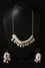 Load image into Gallery viewer, Shells Embellished Braided Macrame Threads Long Silver Chain Necklace Set
