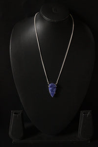 Blue Crystal Druzy Natural Gemstone Embedded Silver Plated Necklace