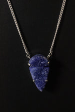 Load image into Gallery viewer, Blue Crystal Druzy Natural Gemstone Embedded Silver Plated Necklace
