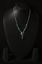 Load image into Gallery viewer, Sea Green Natural Gemstone Embedded Silver Plated Handmade Necklace
