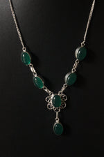 Load image into Gallery viewer, Sea Green Natural Gemstone Embedded Silver Plated Handmade Necklace
