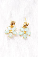 Turquoise Stones and American Diamond Studded Delicate Gold Finish Necklace Set