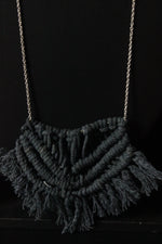 Load image into Gallery viewer, Hand Braided Macrame Threads Silver Chain Long Necklace
