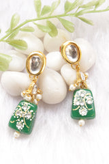 Hand Painted Meenakari Acrylic Beads Braised with White Beads and Kundan Stones Embedded Necklace Set