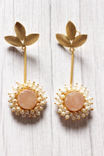 Load image into Gallery viewer, Copy of Fuchsia Natural Stones Embedded Brass Dangler Earrings
