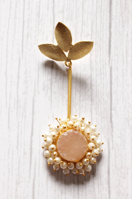 Copy of Fuchsia Natural Stones Embedded Brass Dangler Earrings