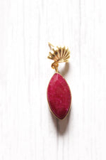 Load image into Gallery viewer, Tear drop Ruby Red Natural Stones Embedded Brass Dangler Earrings

