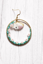 Load image into Gallery viewer, Handcrafted Flower Motifs Multi-Color Beaded Brass Hoop Earrings
