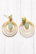 Load image into Gallery viewer, Concentric Circles Turquoise Natural Stones Embedded Brass Earrings
