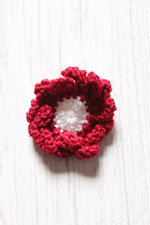 Load image into Gallery viewer, Red &amp; White Flower Motif Handcrafted Crochet Stud Earrings
