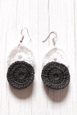 Load image into Gallery viewer, Monochrome 2 Layer Handcrafted Crochet Dangler Earrings
