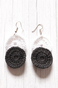 Monochrome 2 Layer Handcrafted Crochet Dangler Earrings