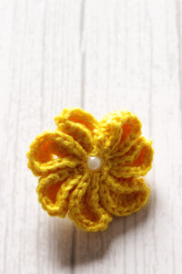 Yellow Flower Motif Handcrafted Crochet Stud Earrings