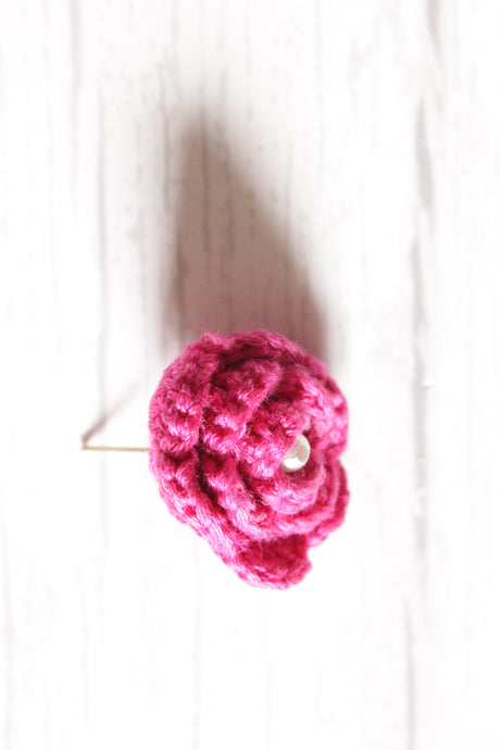 Fuchsia Flower Motif Handcrafted Crochet Stud Earrings