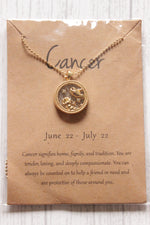 Load image into Gallery viewer, Cancer Sun Sign Gold Plated Day Style Round Resin Horoscope Astrology Minimalist Pendant Necklace with Card
