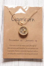 Load image into Gallery viewer, Capricorn Sun Sign Gold Plated Day Style Round Resin Horoscope Astrology Minimalist Pendant Necklace with Card
