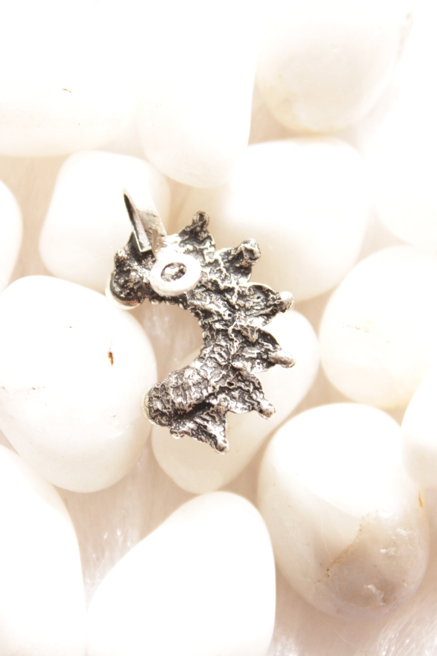 Traditional Stones Embedded Silver Finish Semi-Circular Clip-On Maharashtrian Nath