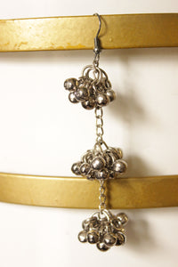 Ghungroo Beads Braided in Metal Chain Dangler Earrings