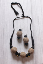 Load image into Gallery viewer, Ghungroo Embellished Handcrafted Jute Choker Necklace Set
