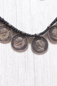 Stamped Coins Thread Closure Choker Necklace Set