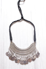Hasli Style Choker Necklace with Stamped Coins Strings and Thread Closure