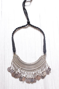 Hasli Style Choker Necklace with Stamped Coins Strings and Thread Closure