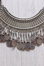 Load image into Gallery viewer, Hasli Style Choker Necklace with Stamped Coins Strings and Thread Closure

