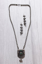 Load image into Gallery viewer, Long Metal Beads Chain Oxidised Silver Metal Necklace Set
