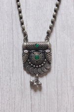 Load image into Gallery viewer, Long Metal Beads Chain Oxidised Silver Metal Necklace Set
