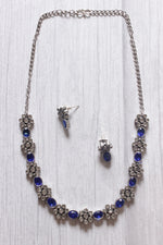 Load image into Gallery viewer, Blue Stones Embedded Silver Finish Necklace Set
