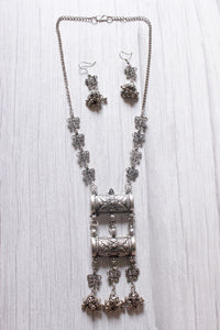 Long Chain Silver Finish Butterfly Motif Necklace Set