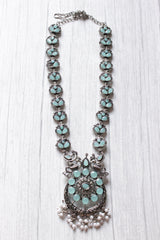 Turquoise Stones Embedded Intricately Detailed Necklace Set with Statement Necklace