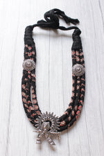 Load image into Gallery viewer, Handmade Fabric 3 Layer Necklace with Krishna and Bansuri Pendant
