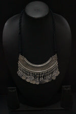 Load image into Gallery viewer, Hasli Style Choker Necklace with Stamped Coins Strings and Thread Closure
