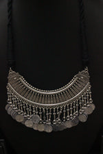 Load image into Gallery viewer, Hasli Style Choker Necklace with Stamped Coins Strings and Thread Closure
