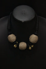 Load image into Gallery viewer, Ghungroo Embellished Handcrafted Jute Choker Necklace Set

