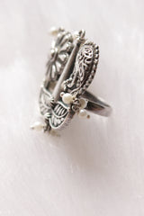 Flower and Leaf Motifs Statement Cocktail Ring