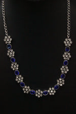 Load image into Gallery viewer, Blue Stones Embedded Silver Finish Necklace Set
