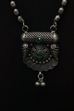 Load image into Gallery viewer, Long Metal Beads Chain Oxidised Silver Metal Necklace Set
