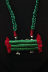Braided Fabric Threads Metal Pendant Necklace Set
